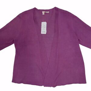 Eileen Fisher XL Purple Linen Wrap Cardigan – Fine Gauge Open Knit (NWT)